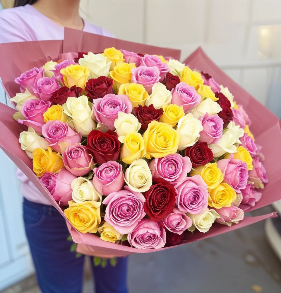 Букет роз Микс из 101 розы